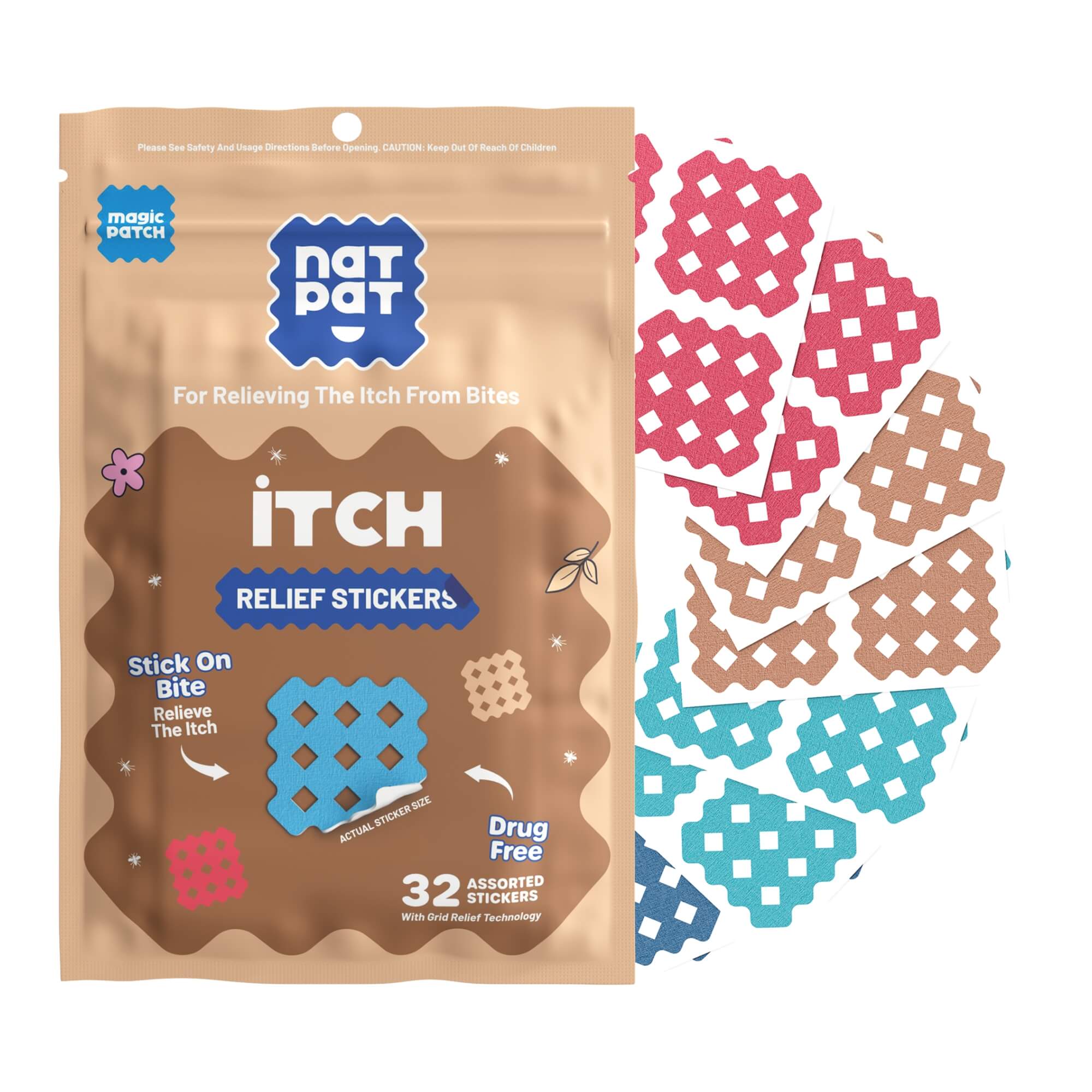MagicPatch Itch Relief Patches by NATPAT — drug-free mosquito bite relief patches for kids and adults