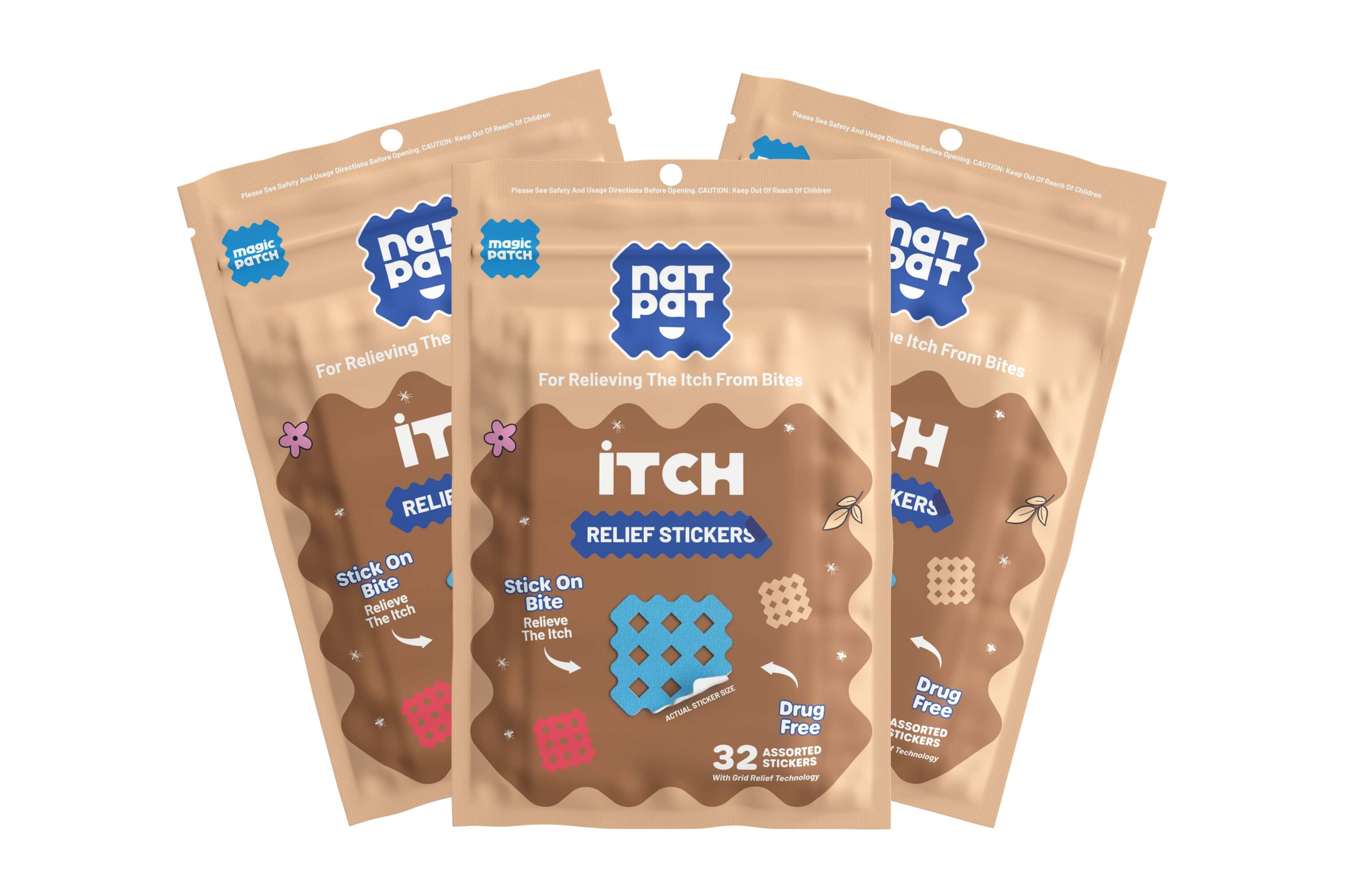 MagicPatch Itch Relief Patches laid flat showing breathable design — ideal for travel and outdoor use