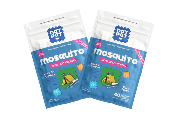 Two packages of Natrapel Mosquito Repellent Stickers on a white background