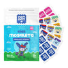 NatPat Kids Mosquito Repellent Stickers packaging with stickers displayed on a white background. NATPAT kids mosquito patches — DEET-free, plant-based citronella & eucalyptus protection for babies & children. Up to 8 hours. No skin contact. Perfect family gift.
