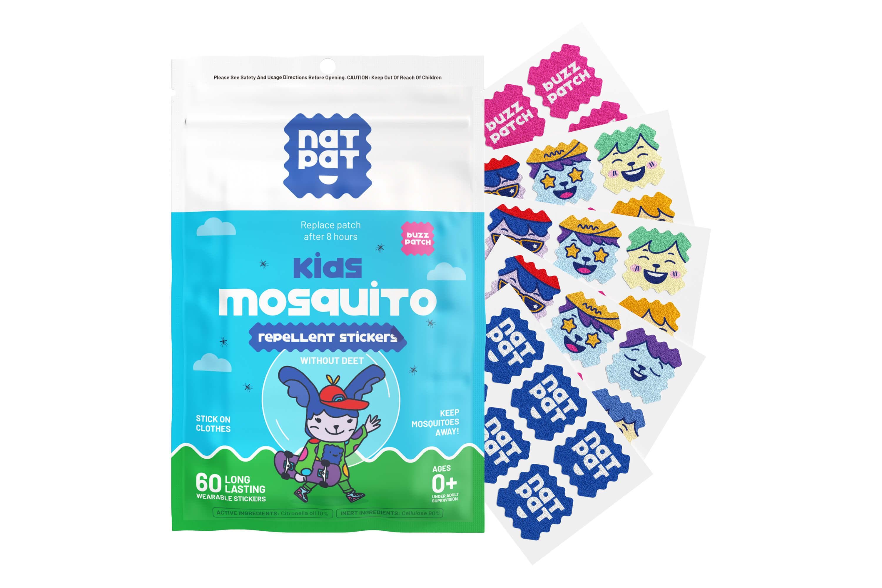 NATPAT Kids Mosquito Repellent Patches — DEET-Free Natural Citronella & Eucalyptus Bug Protection for Babies & Children | Up to 8 Hours
