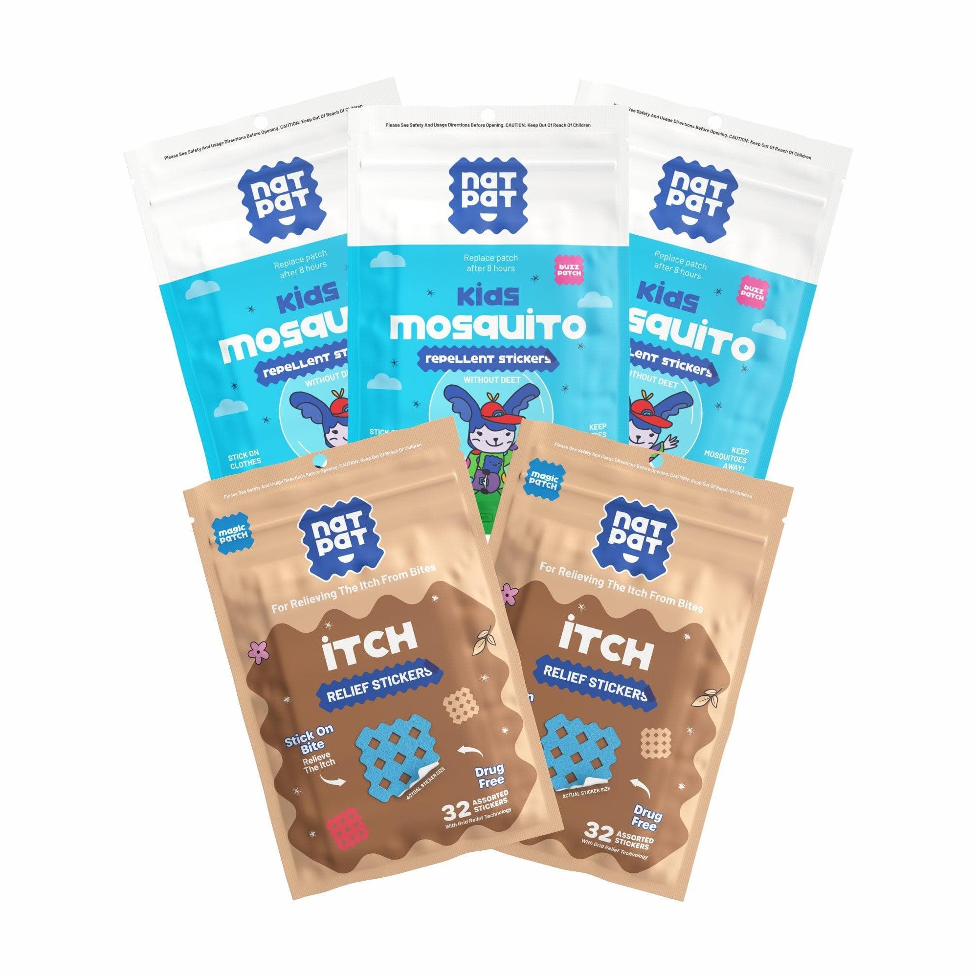 NATPAT Anti Mosquito Magnet Bundle Large – BuzzPatch and ItchyPatch natural mosquito repellent and itch relief patches