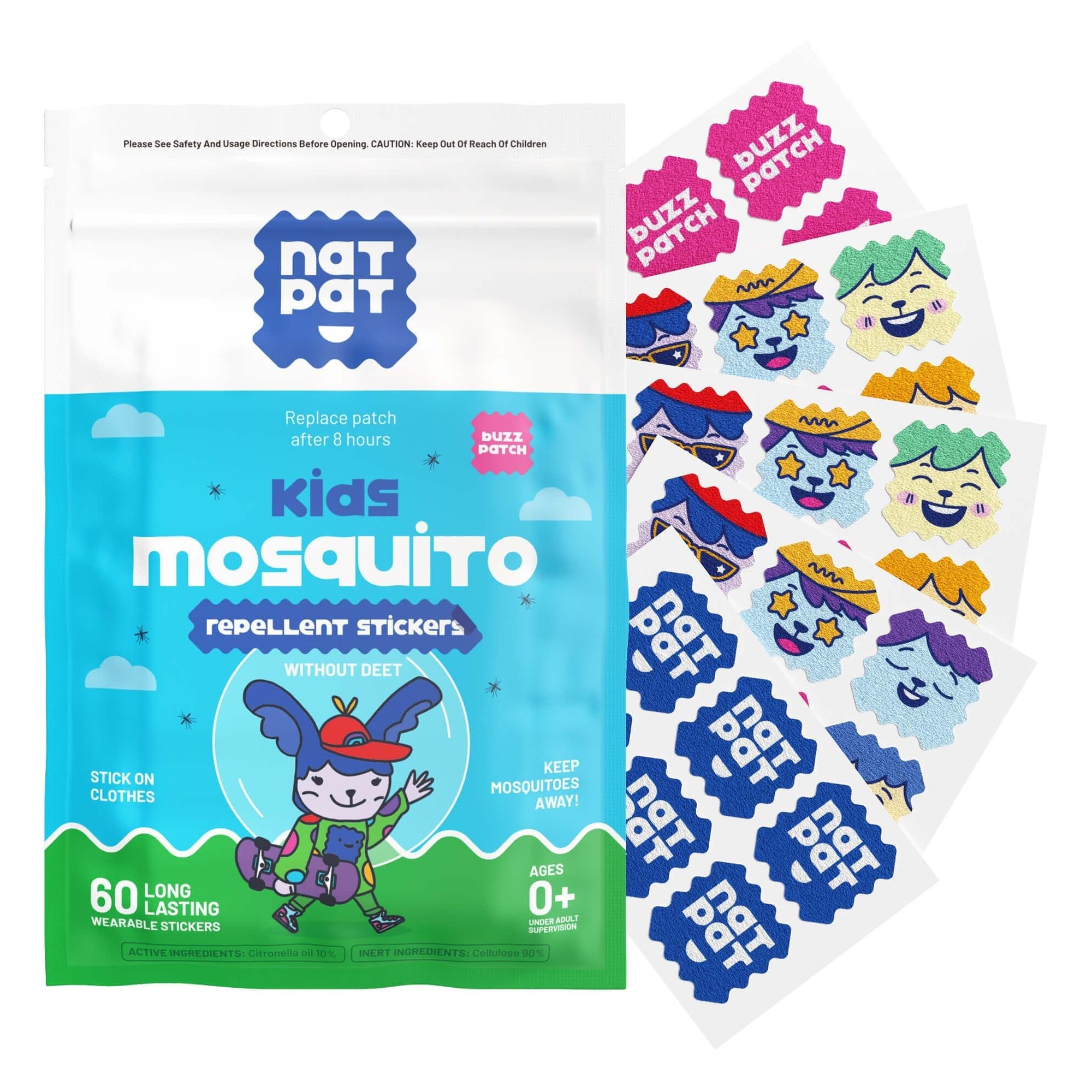 NATPAT Anti Mosquito Magnet Bundle – natural DEET-free bug repellent stickers and soothing itch patches for families