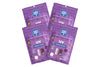 Five purple packages of Not Pet Senior Stickers with UV labels on a white background