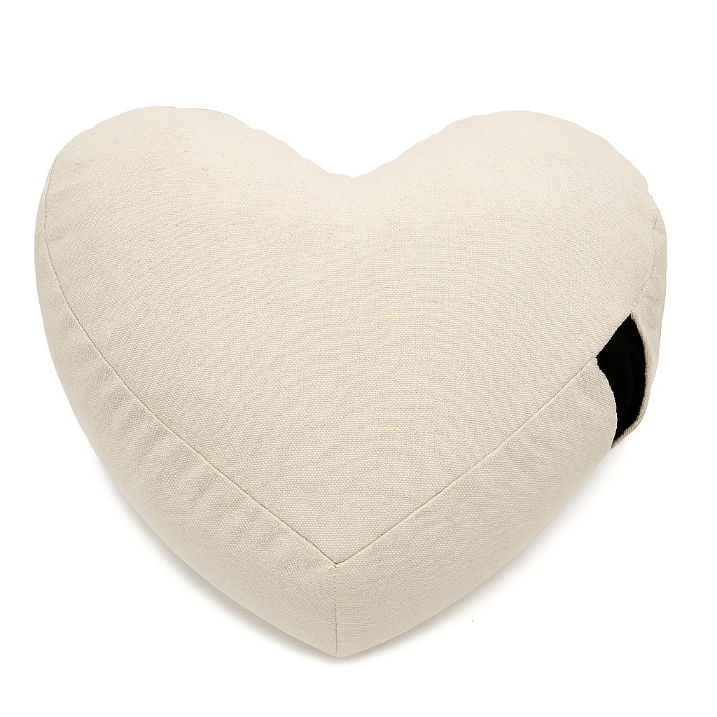 Heart Shaped Zafu Meditation Cushion - Cotton & Buckwheat Hulls