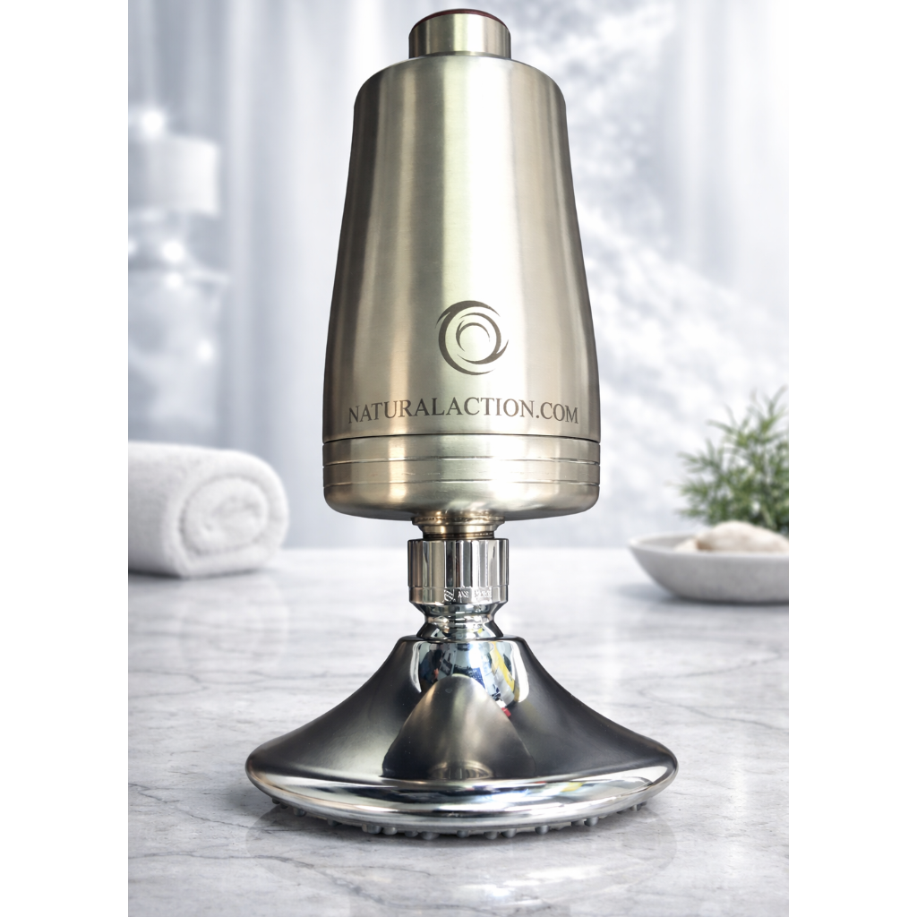 Natural Action Shower Revitalizer polished stainless steel structured water shower unit