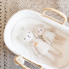 Plum+Sparrow cotton moses basket liner laid flat showing full fit and fabric detail