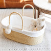 Plum+Sparrow No Hood Moses Basket Liner in 100% cotton, styled inside a woven moses basket