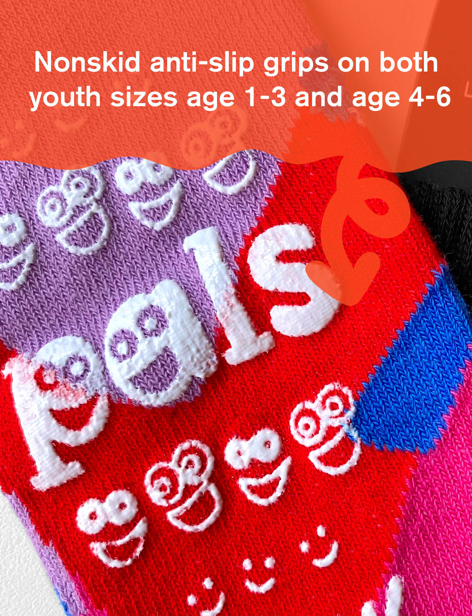 KIDS SILLY & SERIOUS NO SLIP SOCKS