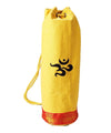 OMSutra Mahayogi yoga mat bag in yellow with golden floral saree lace border and embroidered OM symbol