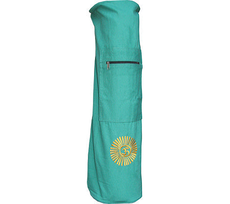 OMSutra Natraj cotton canvas yoga mat bag in green with embroidered OM motif
