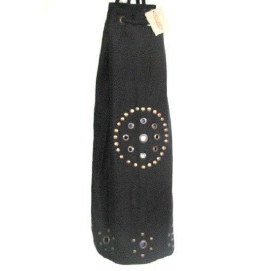 OMSutra Chakra Rivet Yoga Mat Bag close-up showing distressed grommet ventilation detail