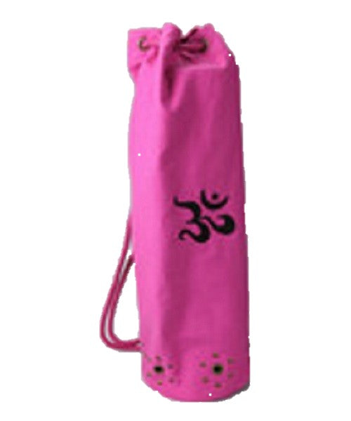 OMSutra Mahashakti yoga mat bag in magenta with soft cotton lining and zippered inner pocket