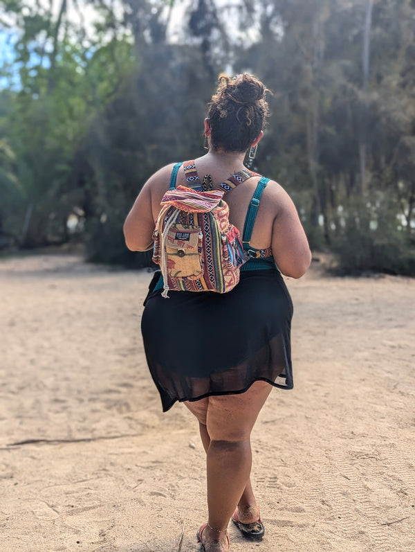 One of a Kind Mini Backpack handcrafted in Nepal from recycled materials