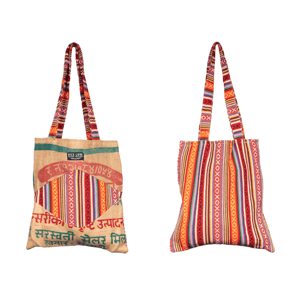 One of a Kind Mini Tote - Upcycled Rice Bag Bag