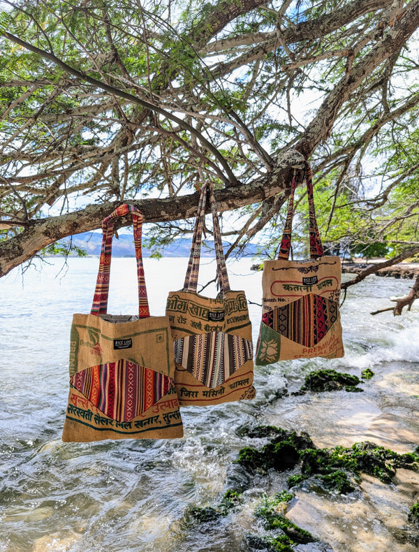 One of a Kind Mini Tote showing vibrant colors and natural texture