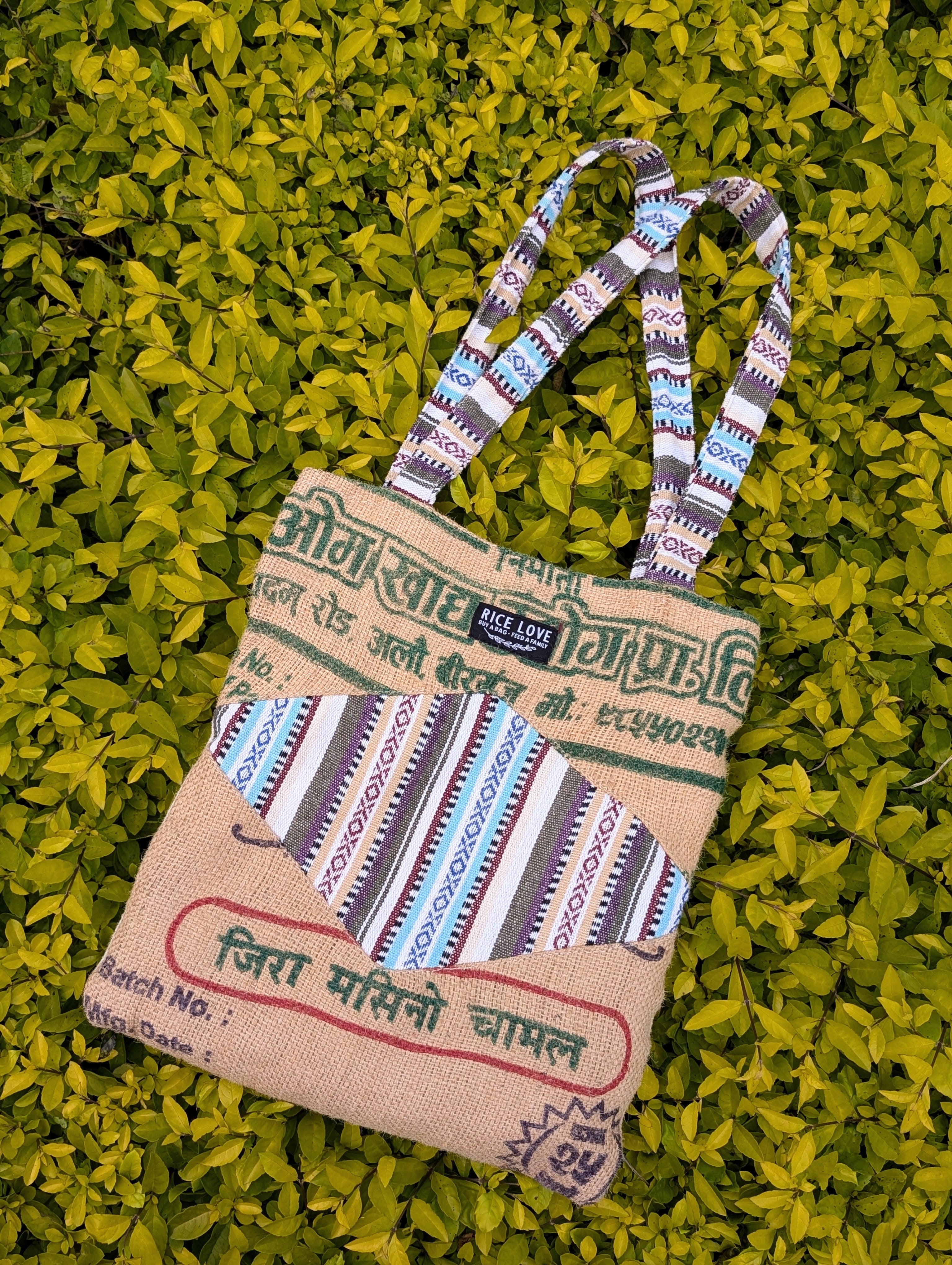 One of a Kind Mini Tote - Upcycled Rice Bag Bag