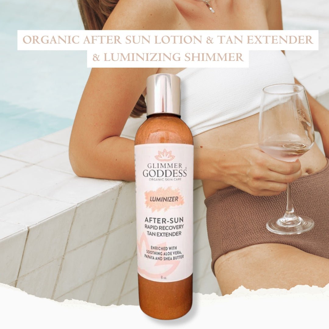 🌞 Organic After Sun Lotion & Tan Extender with Luminizing Shimmer – Soothe, Shine & Glow Longer