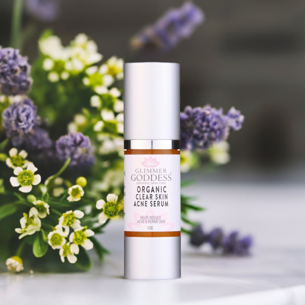 Natural acne treatment serum for hormonal and adult acne-prone skin by Glimmer Goddess