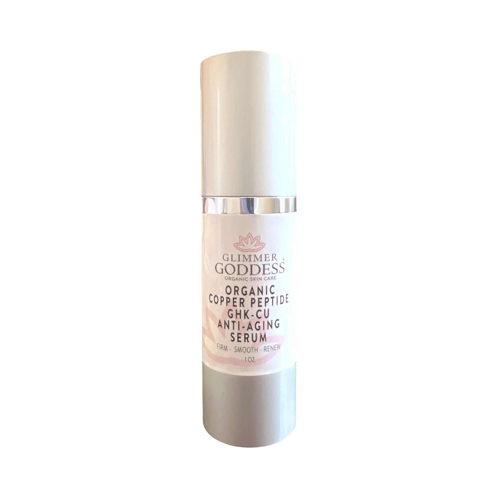 Glimmer Goddess organic copper peptide serum with GHK-Cu, Argireline and Matrixyl 3000 for firming and wrinkle reduction