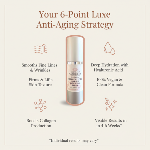 Organic copper peptide firming serum by Glimmer Goddess — gentle retinol alternative for all skin types