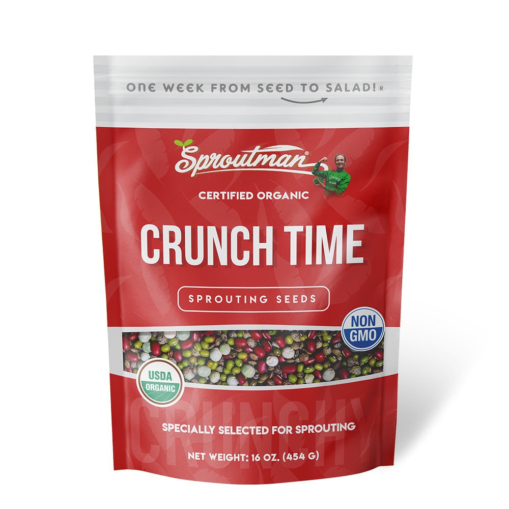 Organic Crunch Time Sprouting Seed from Sproutman, front view of the product