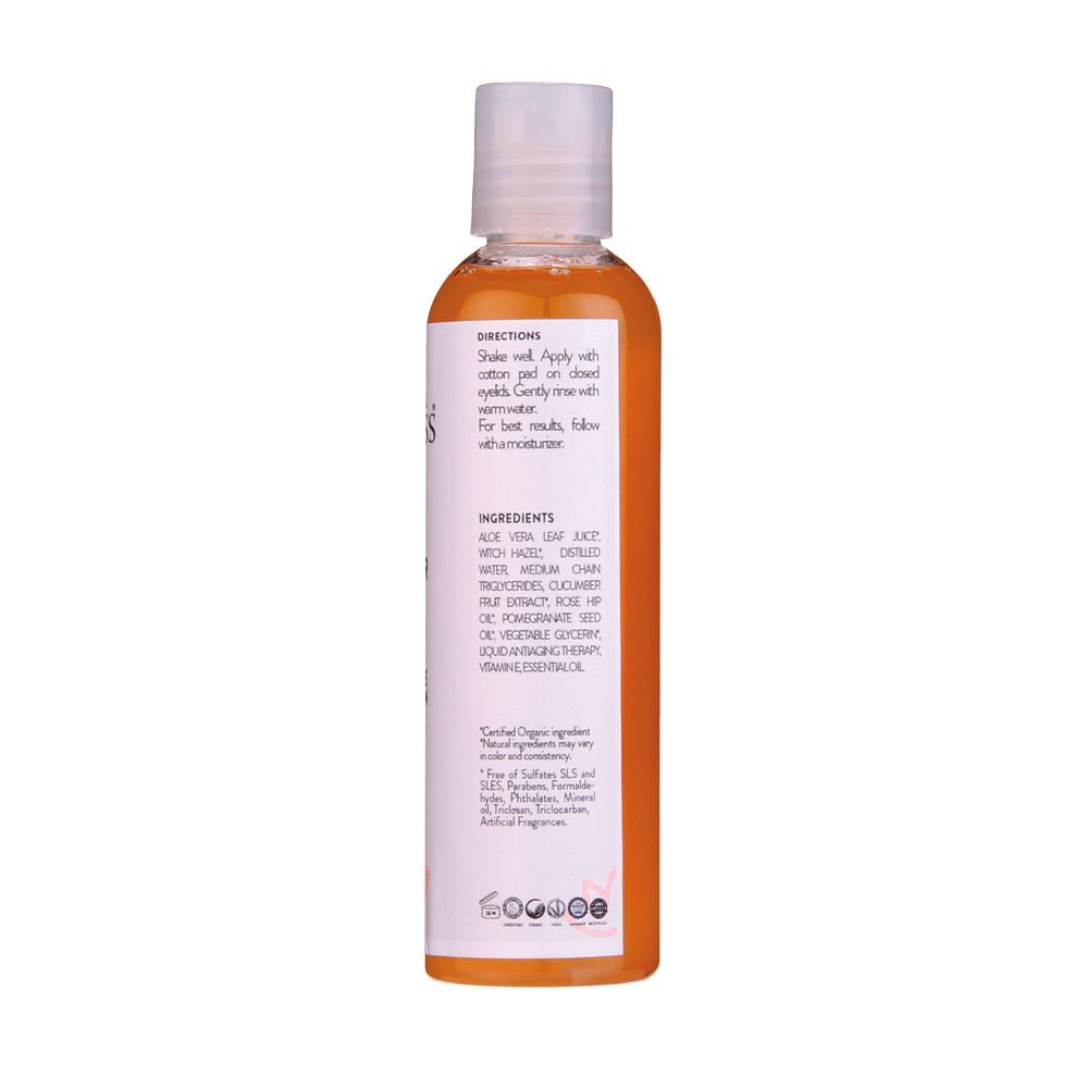 Bottle of skincare product with label on a white background