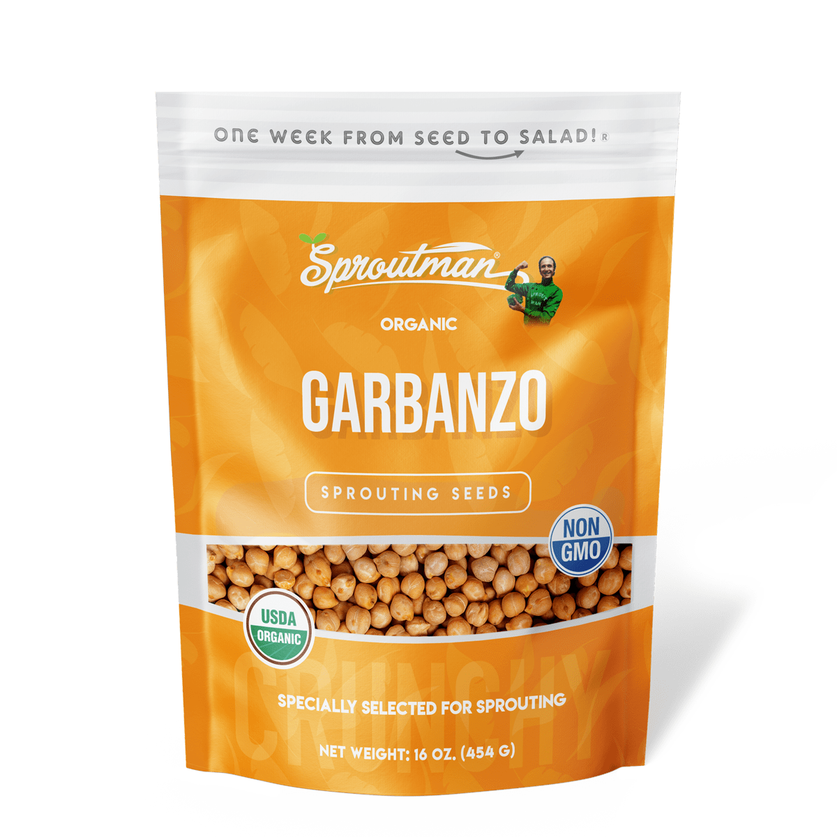 Organic Garbanzo Bean Sprouting Seed from Sproutman, front view