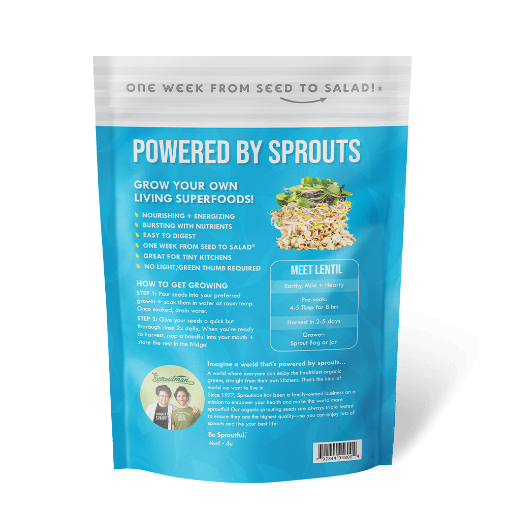 Organic Lentil Sprouting Seed from Sproutman, second product view