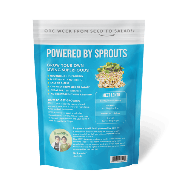 Organic Lentil Sprouting Seed from Sproutman, second product view