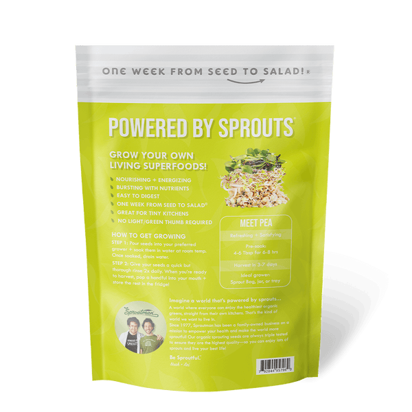 Sproutman Organic Pea Sprouting Seed package, second product image