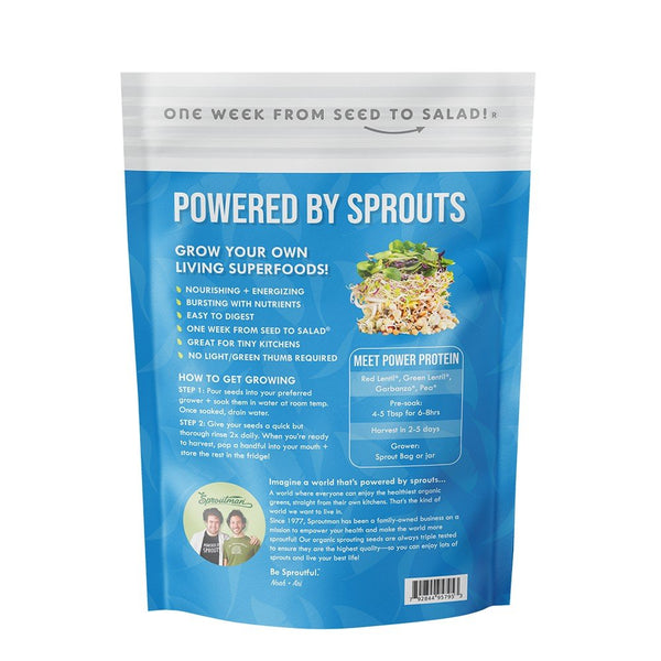 Organic Power Protein Sprouting Seed sprouting blend of lentils, chickpeas and peas