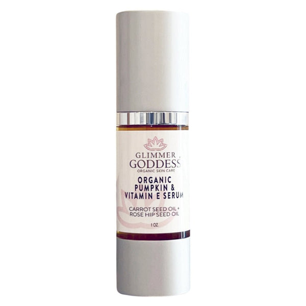 Glimmer Goddess Organic Pumpkin Enzyme Serum with collagen-boosting vitamin E for instant glow