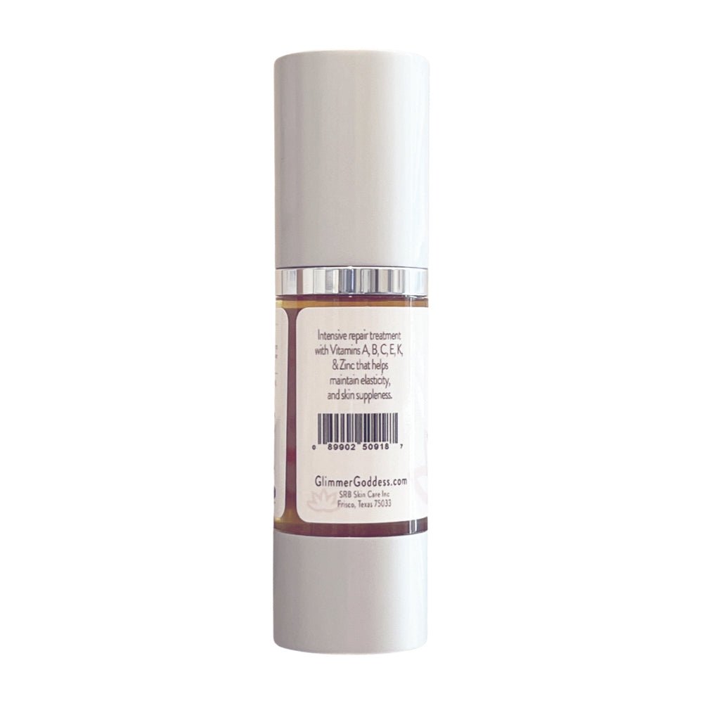 Skincare bottle with label on a white background