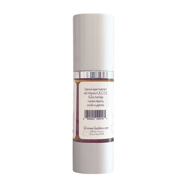 Skincare bottle with label on a white background