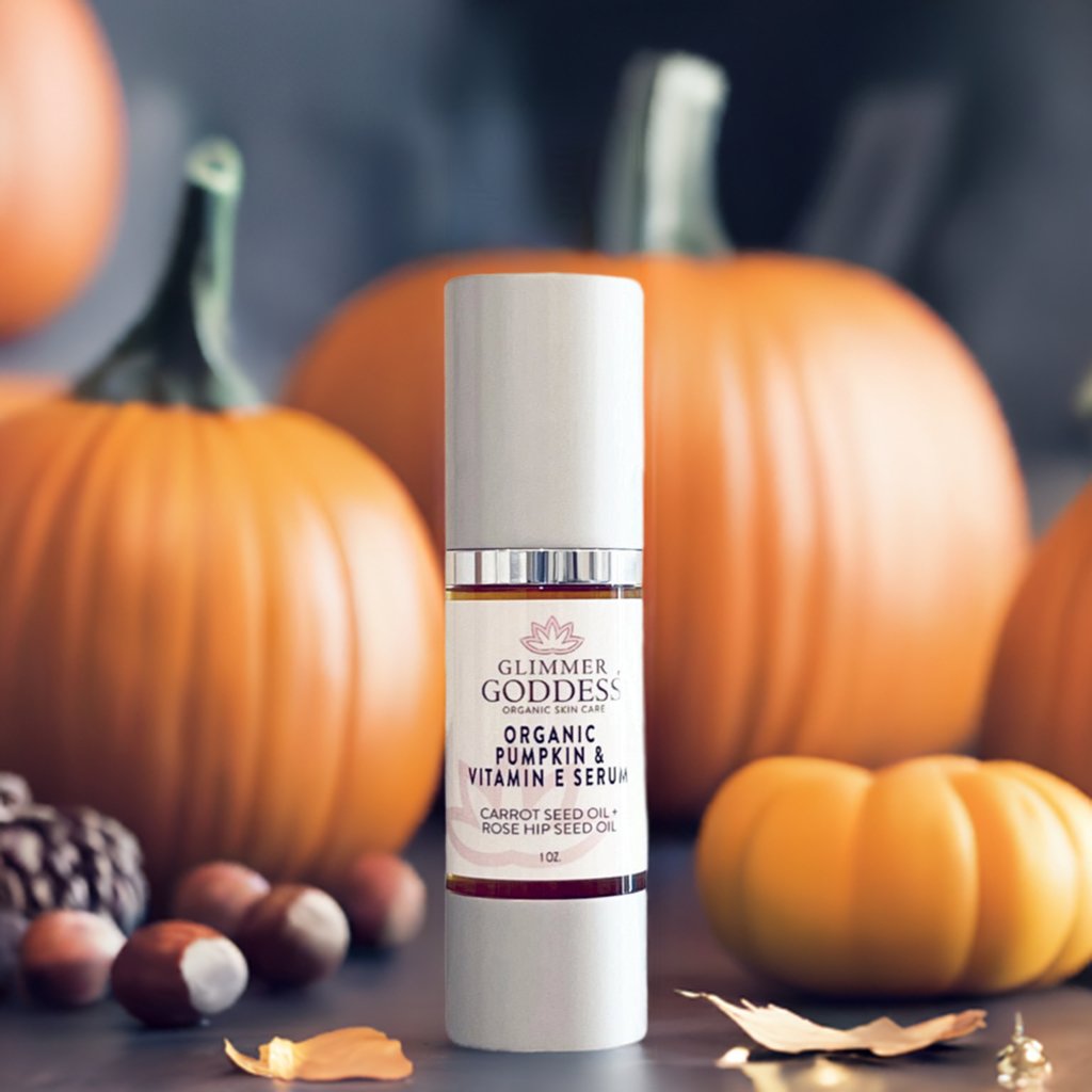 Glimmer Goddess Organic Pumpkin Enzyme Serum bottle – handcrafted in Texas natural face serum