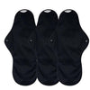 hannahPAD organic reusable overnight pads in black – pack of 3 cloth pads with snap fastening