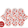 Hannah organic reusable pantyliners 3-pack laid out showing variety of prints and snap closures