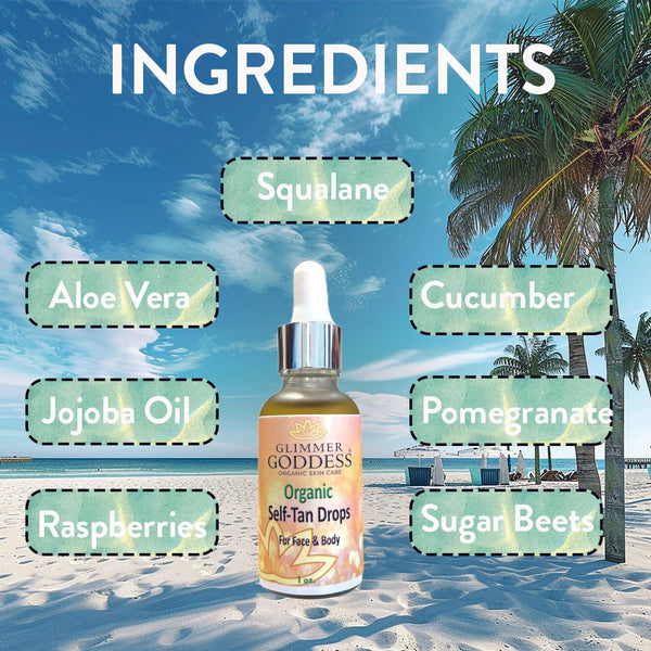 ✨ Organic Self Tan Drops for Face & Body – Customizable, Natural Glow in 1 oz
