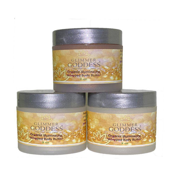Organic Shimmer Body Butter Trio – 3 x 2 oz Travel Set | Glimmer Goddess®