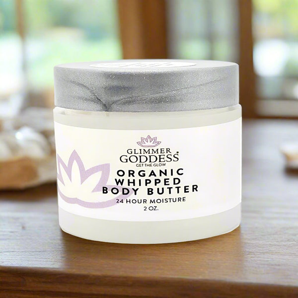 Organic whipped body butter 2 oz travel size with shea butter and coconut oil for sensitive skin
