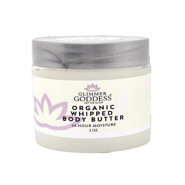 Glimmer Goddess organic whipped shea body butter 2 oz travel size jar for dry and eczema-prone skin