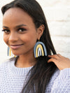 Colourful organic-shaped rainbow earrings in pastel tones, fair trade jewellery by Fair Anita