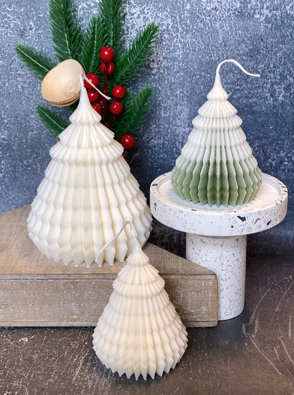 Origami Christmas Tree Candles | Holiday Decor