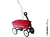 Red toy wagon ornament with 'Merry Christmas' text on a white background
