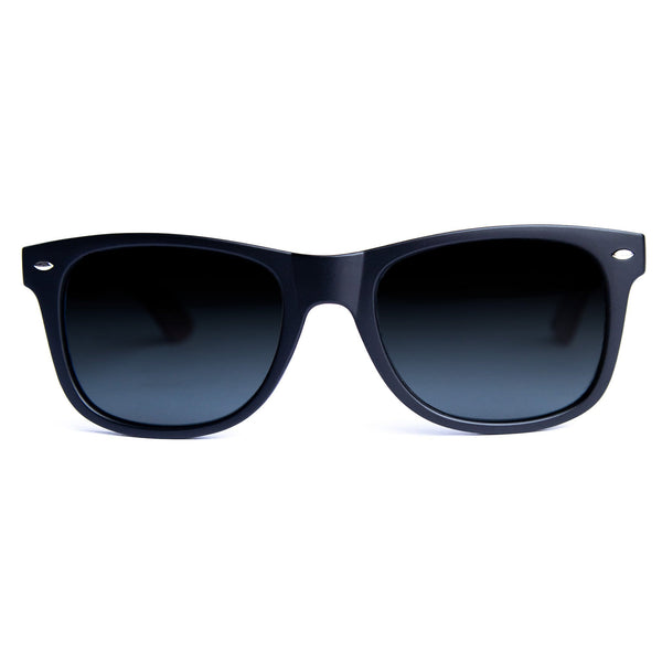 Joycoast Zebu wooden sunglasses — front view highlighting African Zebrawood frame and lens