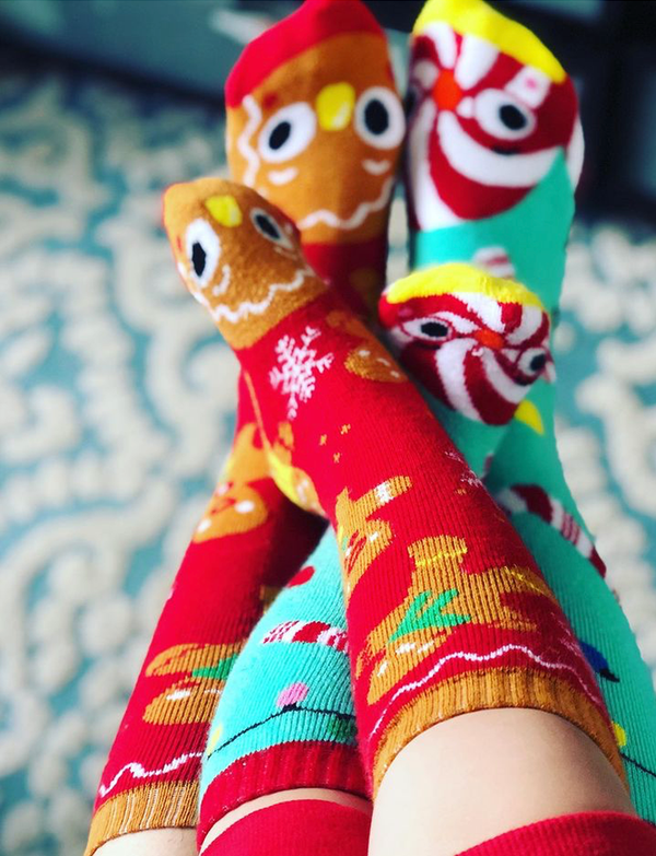 Add a touch of holiday cheer to your wardrobe with our Gingerbread & Candy Cane mismatched socks. These cozy and comfortable socks are perfect for the whole family.