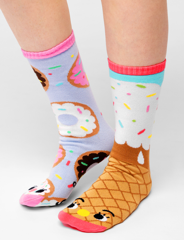 Add a sprinkle of fun to your day with our Donut and Ice Cream mismatched socks. These cozy and comfortable socks are perfect for anyone with a sweet tooth.