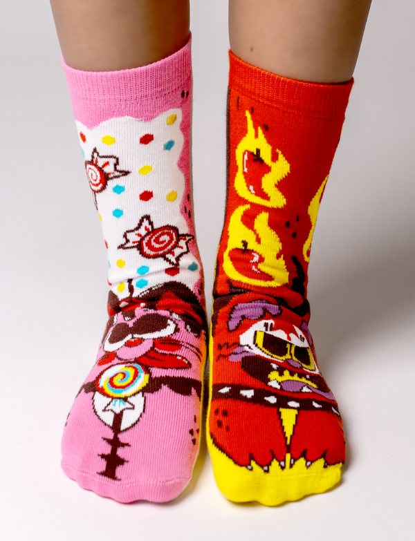 PURRTY SWEET & FELINE SPICY MATCHY MISMATCHY SOCKS SET