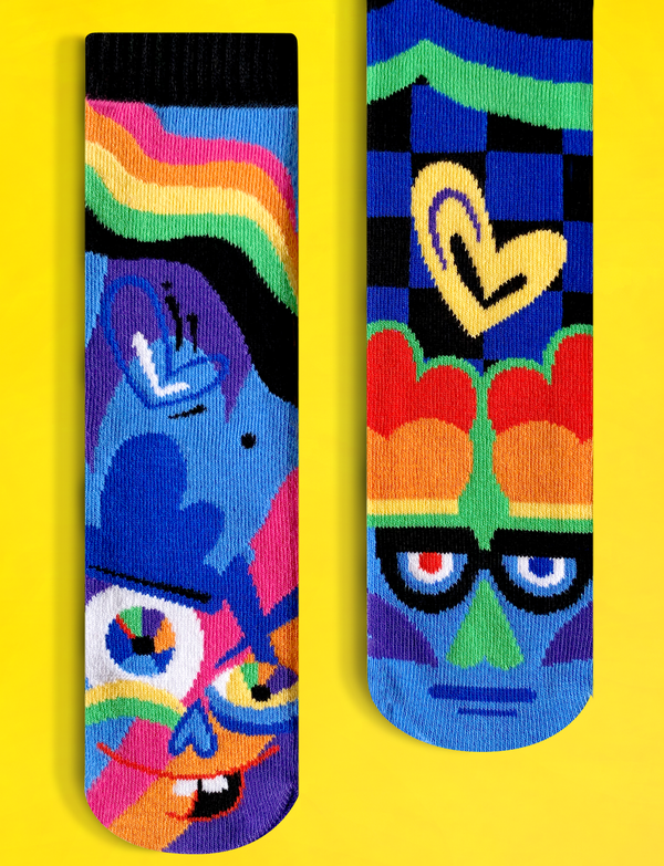 KIDS SILLY & SERIOUS NO SLIP SOCKS